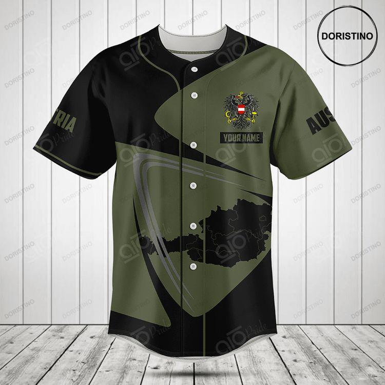 Customize Austria Map Black And Olive Green Doristino Limited Edition Baseball Jersey