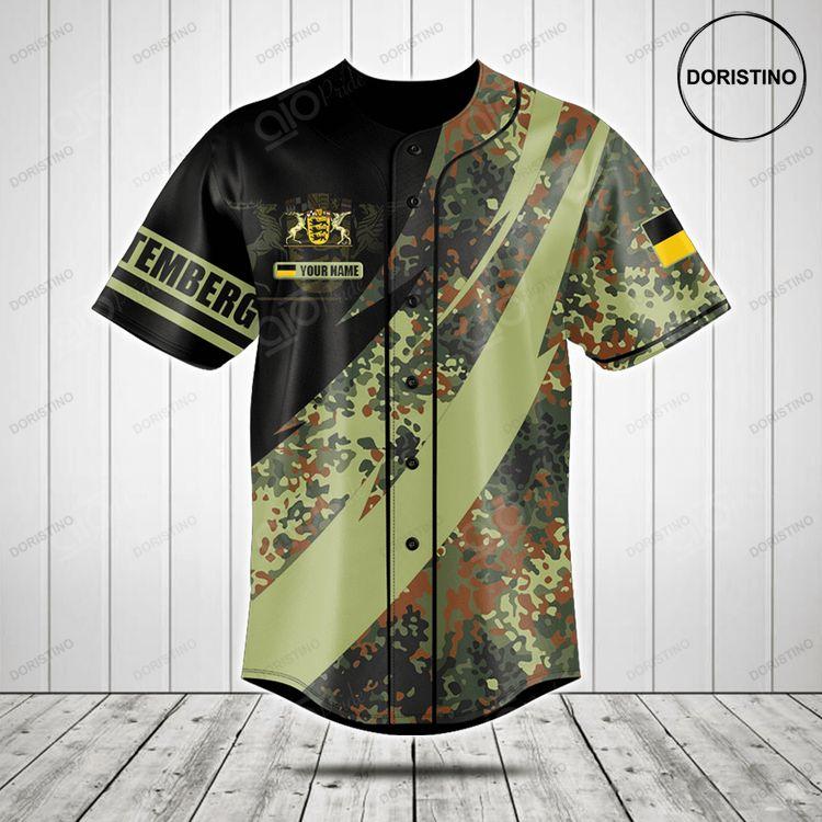 Customize Baden-württemberg Coat Of Arms Camo Fire Doristino Awesome Baseball Jersey