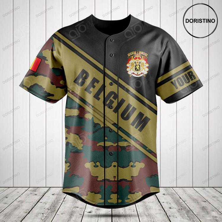 Customize Belgium Coat Of Arms Camouflage Doristino Awesome Baseball Jersey