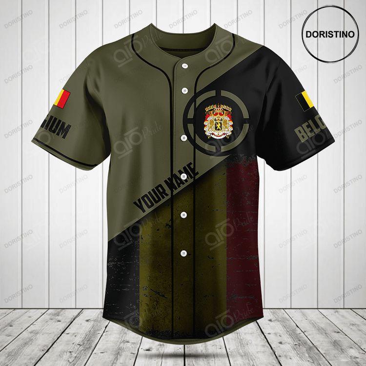 Customize Belgium Round Grunge Flag Doristino Limited Edition Baseball Jersey
