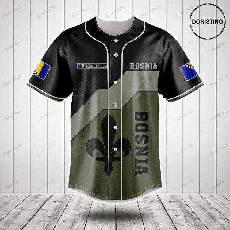 Customize Bosnia Bosnian Lily Symbol Doristino Awesome Baseball Jersey