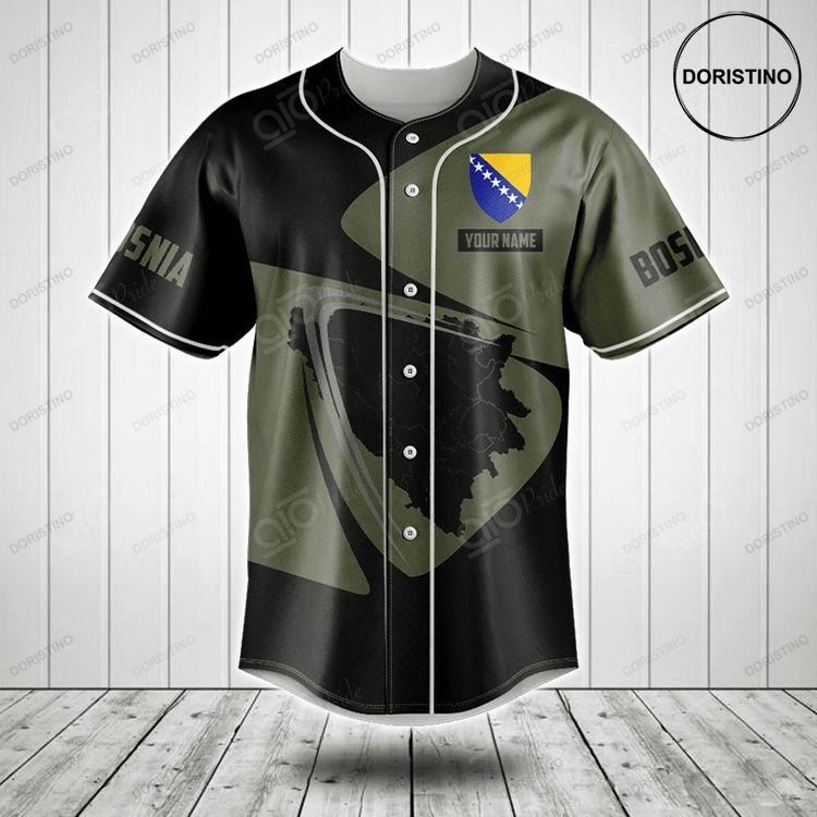Customize Bosnia Map Black And Olive Green Doristino Awesome Baseball Jersey