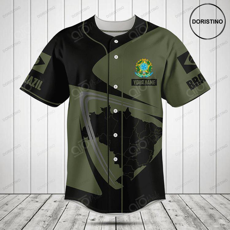 Customize Brazil Map Black And Olive Green Doristino Limited Edition Baseball Jersey