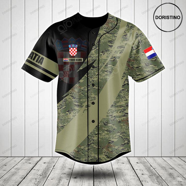 Customize Croatia Coat Of Arms Camo Fire Doristino Limited Edition Baseball Jersey