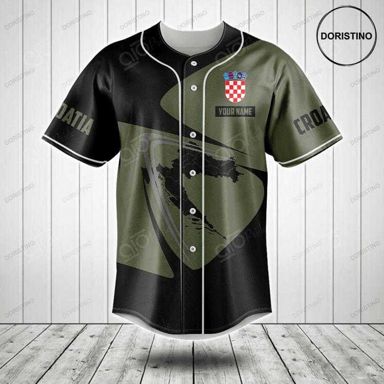 Customize Croatia Map Black And Olive Green Doristino Limited Edition Baseball Jersey