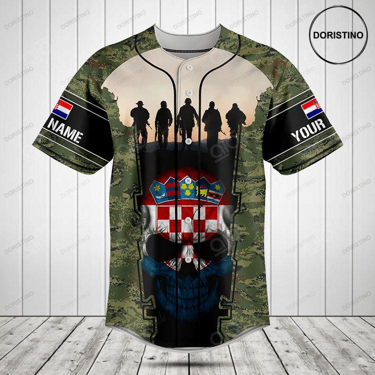 Customize Croatia Skull Flag Camouflage Doristino Limited Edition Baseball Jersey