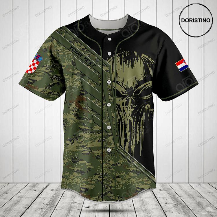 Customize Croatia Wing Skull Camouflage Doristino Limited Edition Baseball Jersey