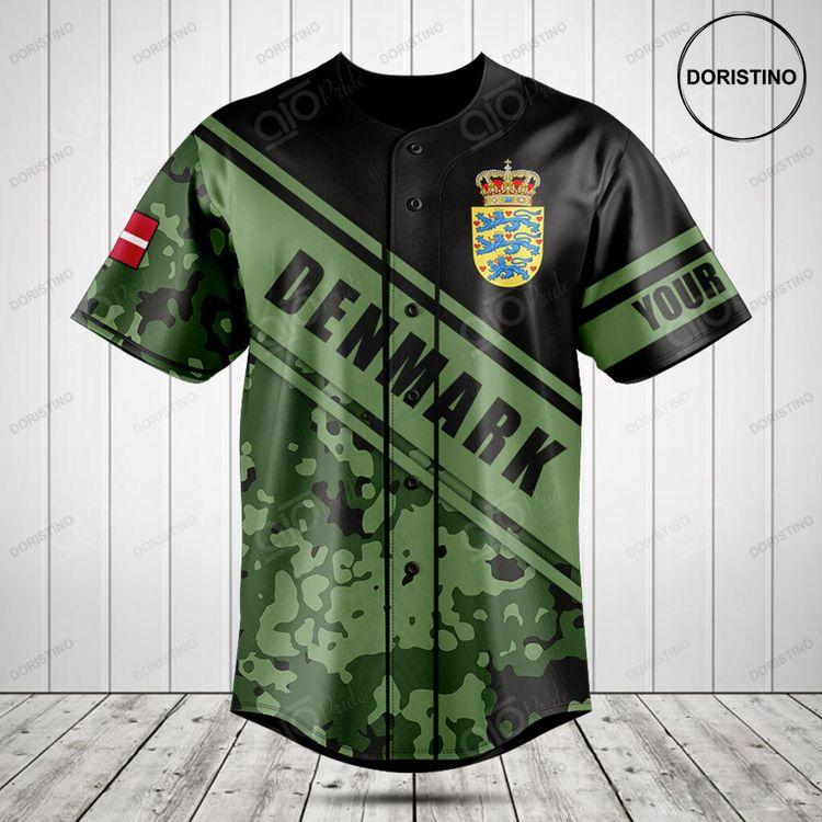 Customize Denmark Coat Of Arms Camouflage Doristino All Over Print Baseball Jersey