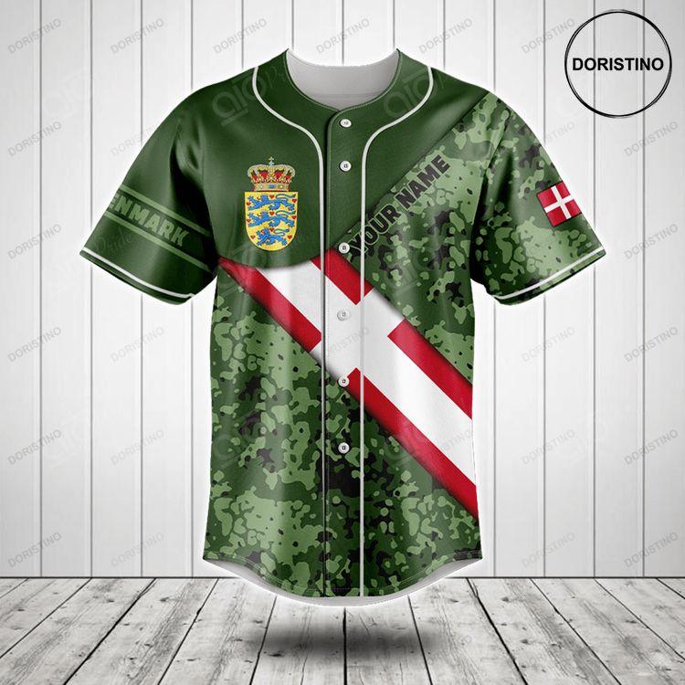 Customize Denmark Flag Camouflage Army Doristino Limited Edition Baseball Jersey