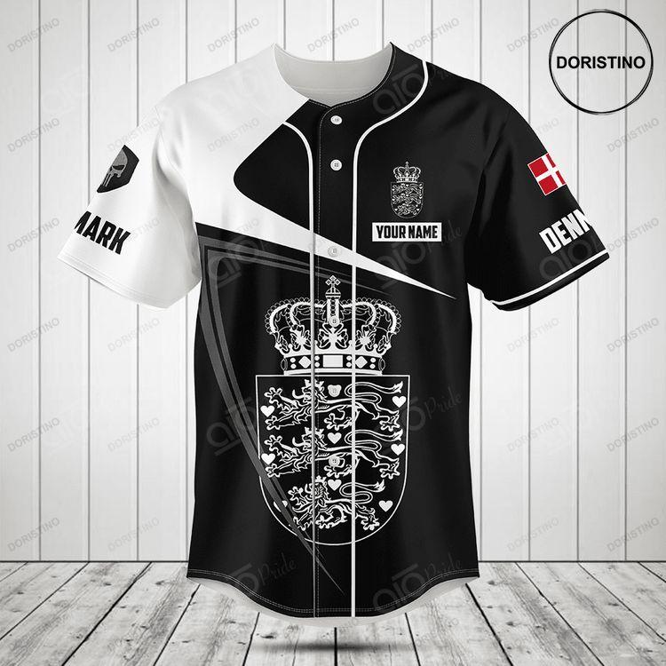 Customize Denmark Symbol Black And White Skull Doristino Limited Edition Baseball Jersey