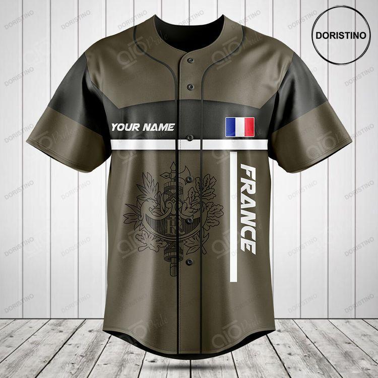 Customize France Coat Of Arms Olive Green Doristino Limited Edition Baseball Jersey