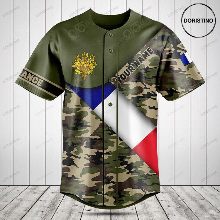 Customize France Flag Camouflage Army Doristino All Over Print Baseball Jersey