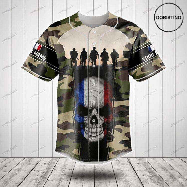 Customize France Skull Flag Camouflage Doristino Limited Edition Baseball Jersey