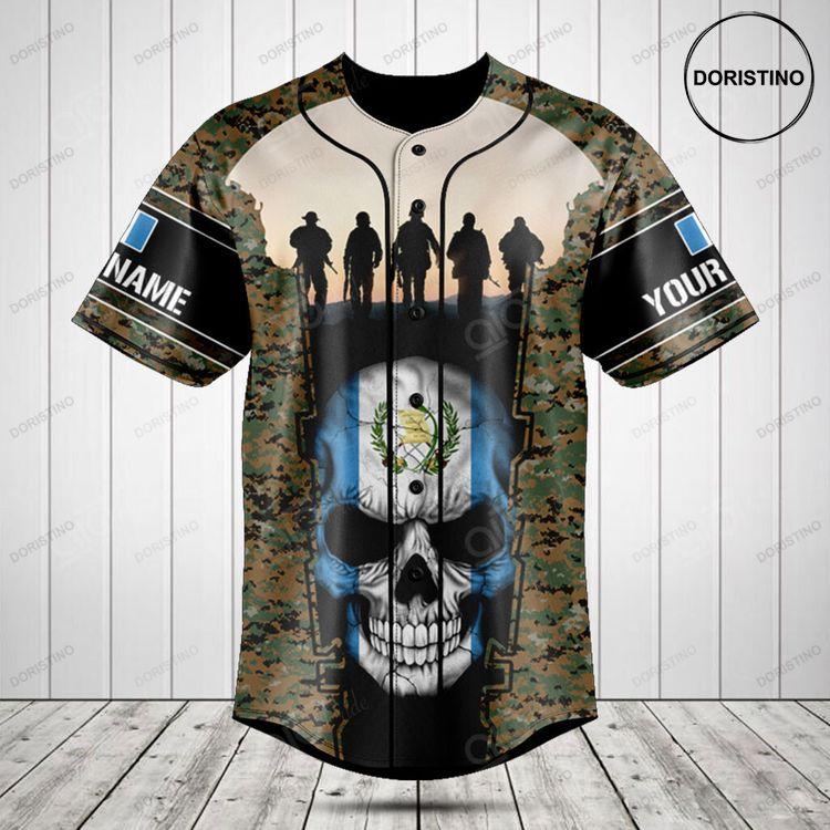 Customize Guatemala Skull Flag Camouflage Doristino Awesome Baseball Jersey