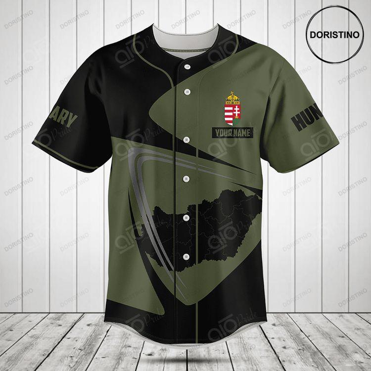 Customize Hungary Map Black And Olive Green Doristino Awesome Baseball Jersey