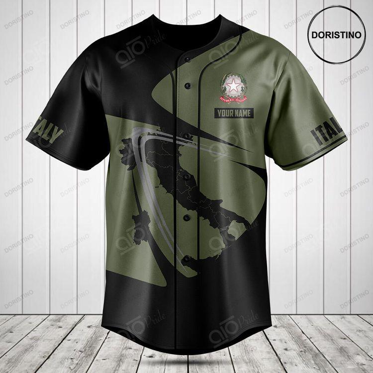 Customize Italy Map Black And Olive Green Doristino All Over Print Baseball Jersey
