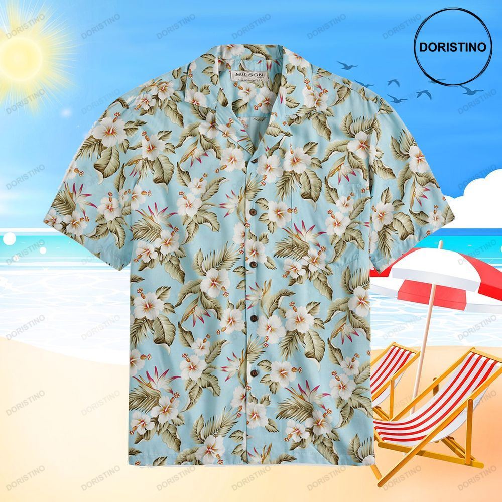 Aloha Hibiscus Sky Blue Beach Summer Awesome Hawaiian Shirt