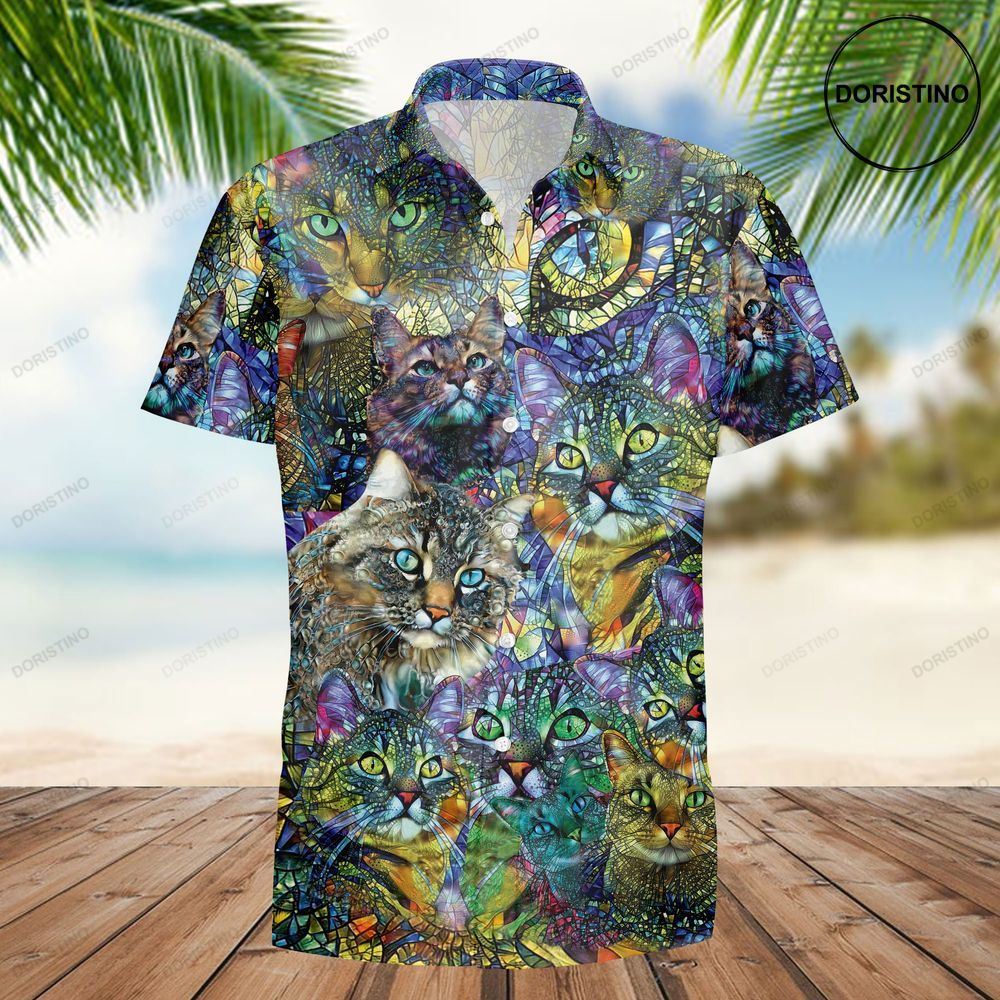 Amazing Kaleidoscope Cat Awesome Hawaiian Shirt