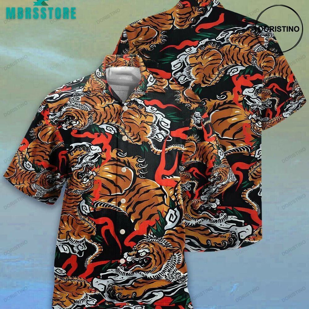 Amazing Tiger Japanese Unisex Tiger Short Sleeve Series Vintage Beach Awesome Hawaiian Shirt