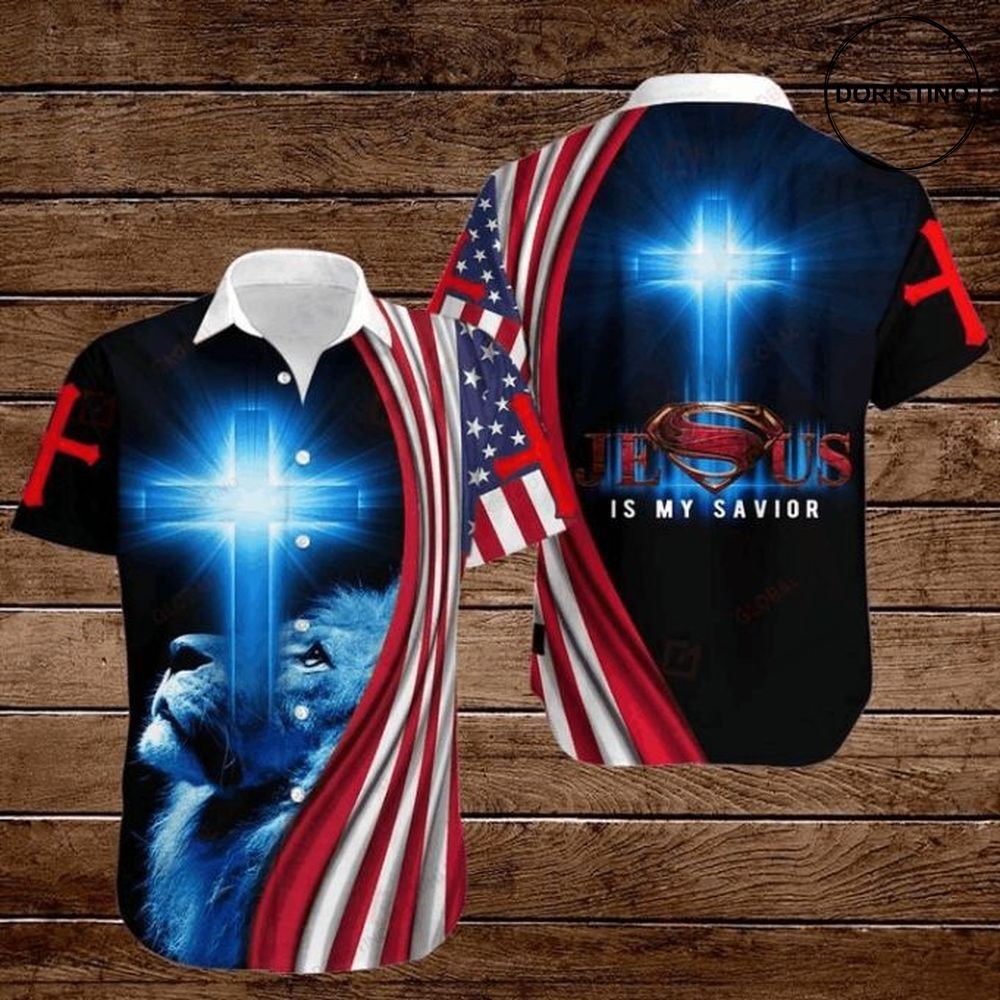 American 4th Of July Independence Day Flag Lion Cross Jesus Is My Savior Limited Edition Hawaiian Shirt