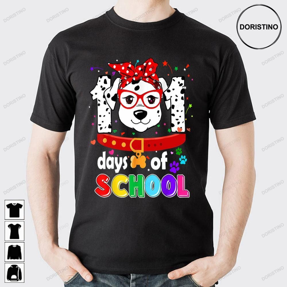 Cute School Kid Teacher Dog Dalmation 101 Days Of School Awesome Shirts