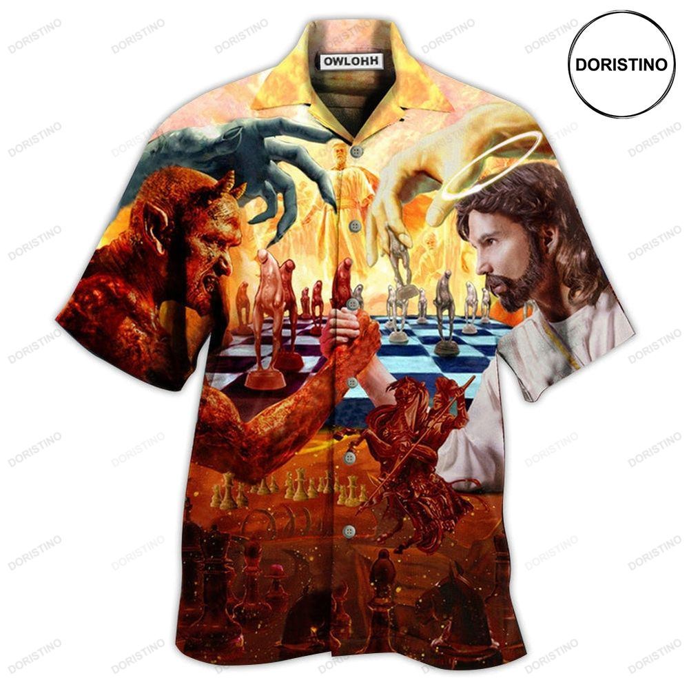 Chess Battle Satan Vs Jesus Cool Awesome Hawaiian Shirt