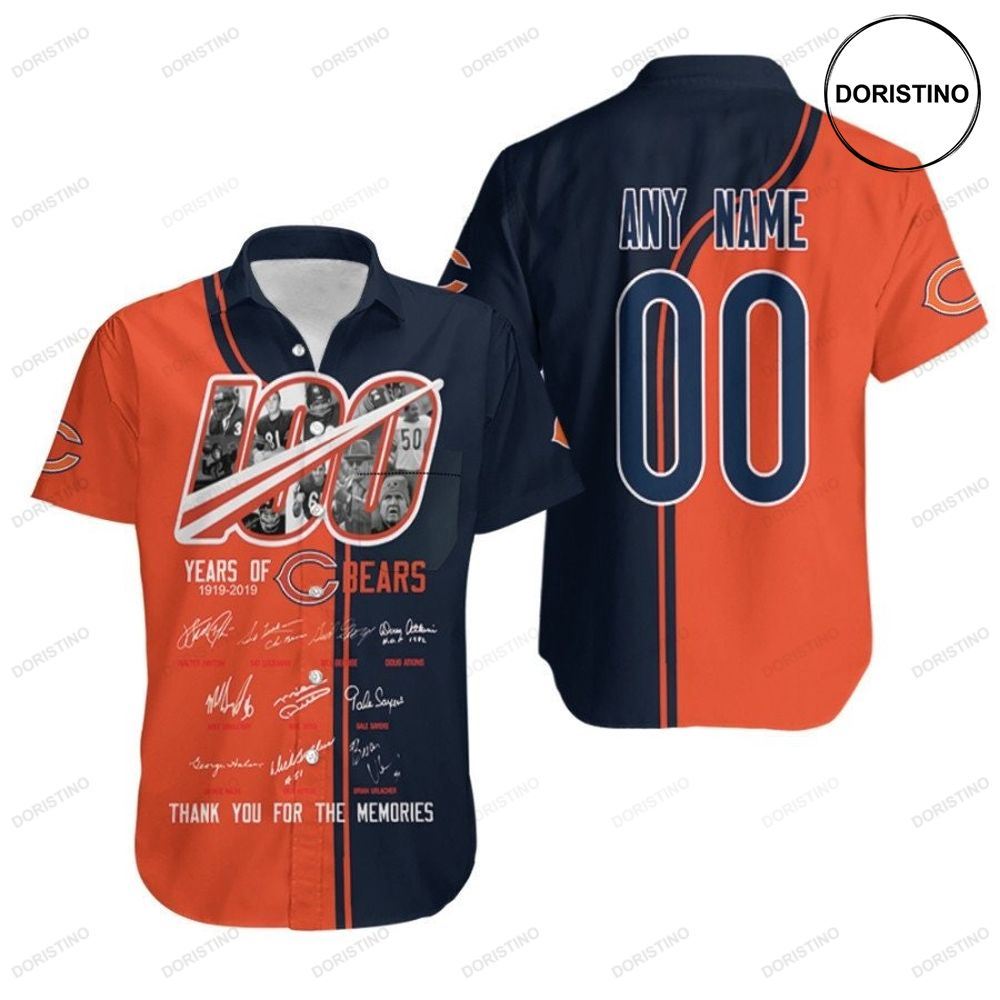 Chicago Bears 100 Years Of Bears Thank You For The Memories Signed 3d Custom Name Number For Bears Fans Limited Edition Hawaiian Shirt