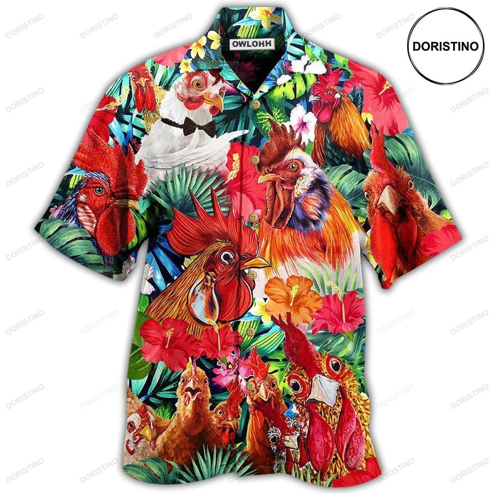 Chicken Loves Summer Tropical Hawaiian Shirt