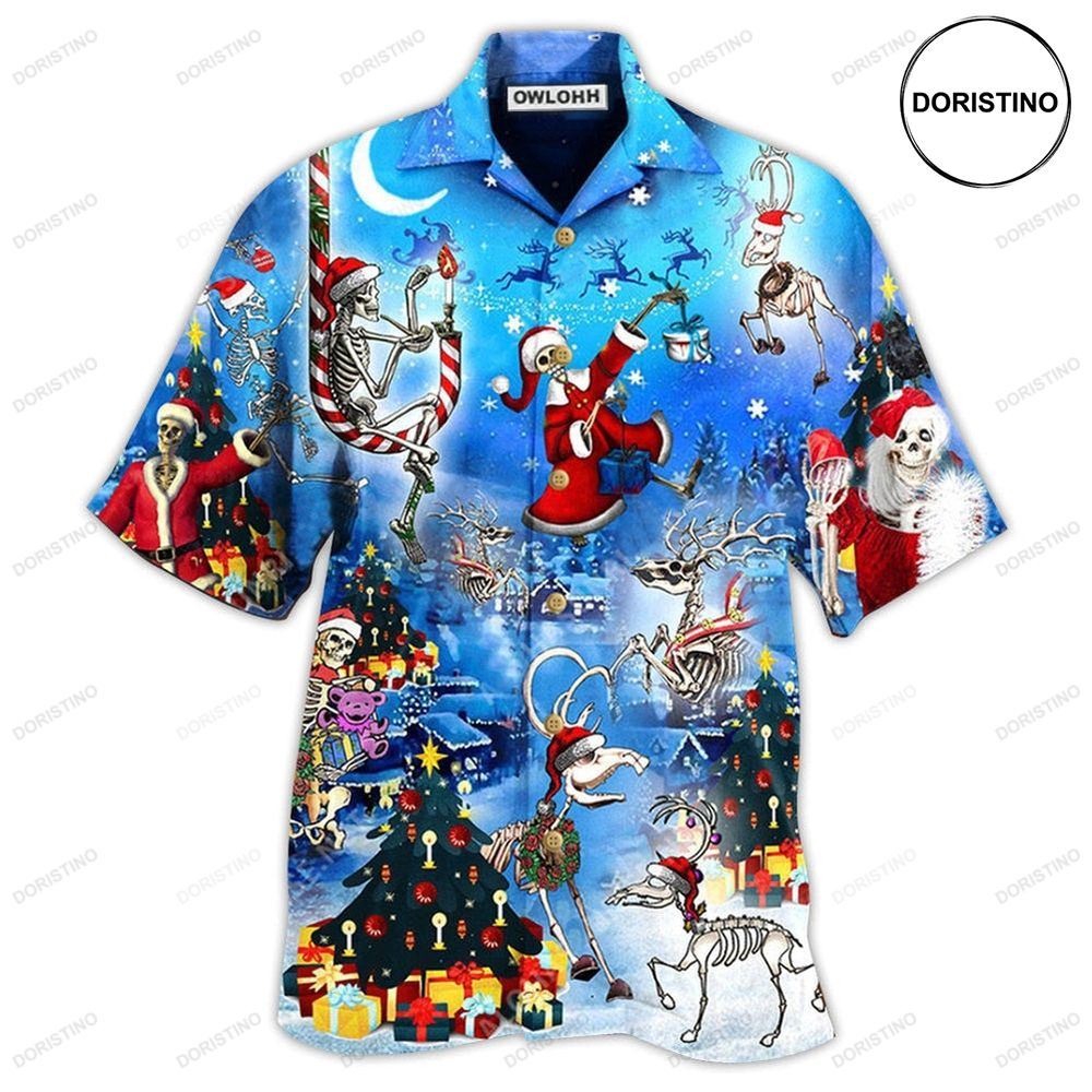 Christmas And Skull Merry Xmas Night Awesome Hawaiian Shirt