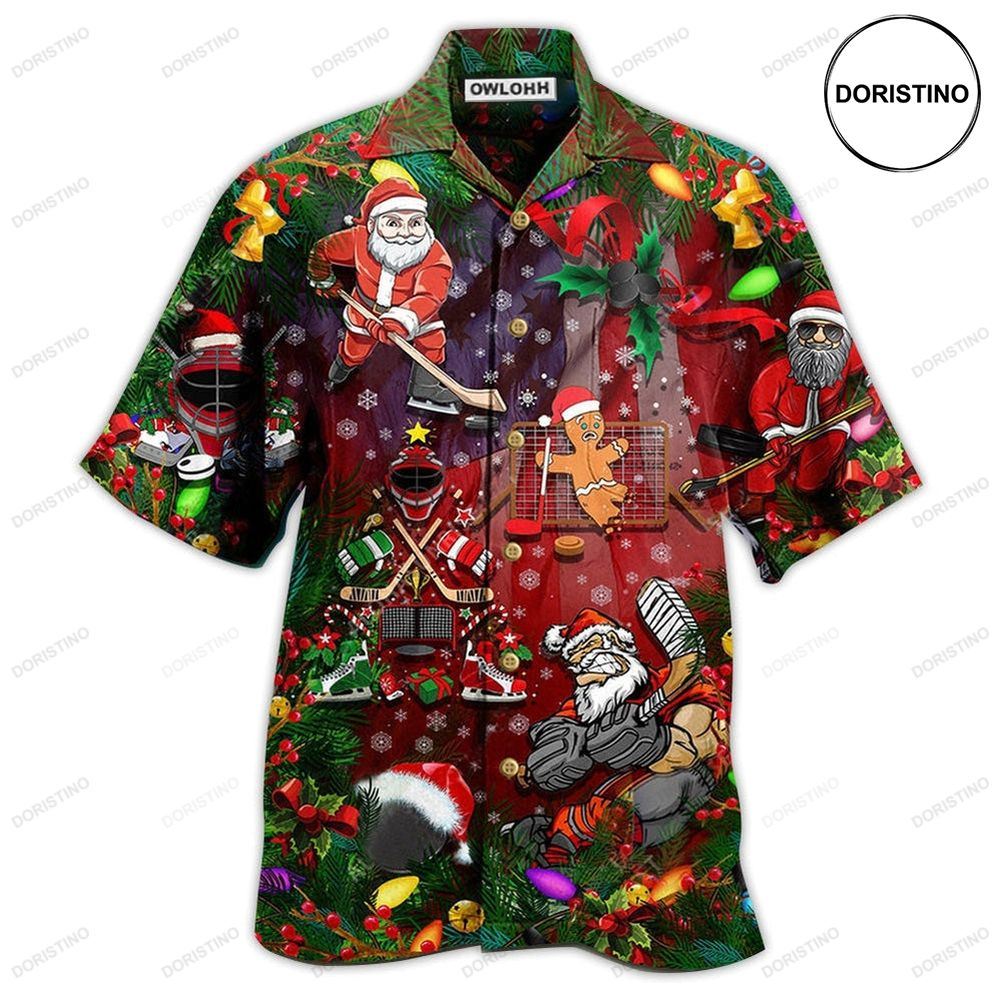 Christmas Come On Play Hockey With Santa Claus And Reindeer So Nice Limited Edition Hawaiian Shirt