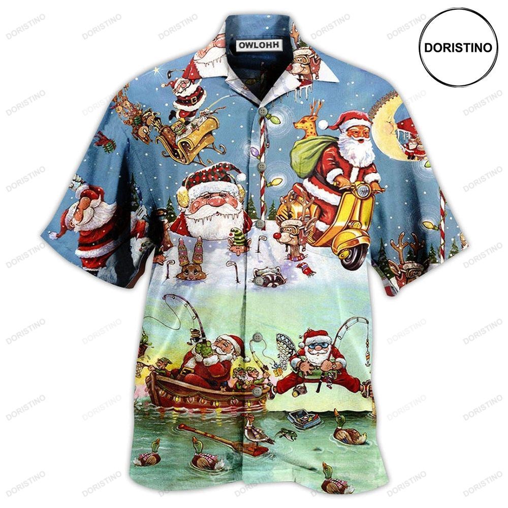 Christmas Cute Santa Claus Go Fishing Awesome Hawaiian Shirt