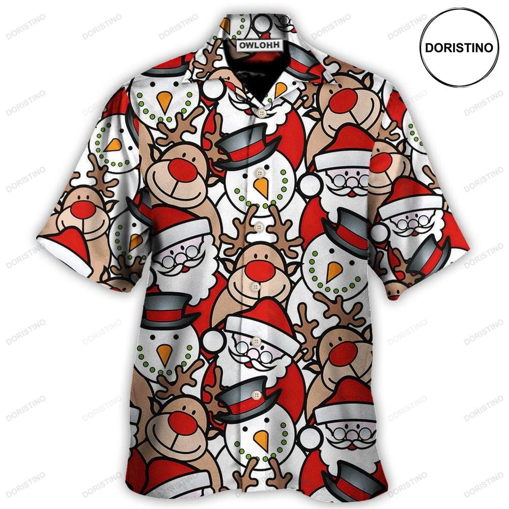 Christmas Cutie Santa And Reindeer Funny Awesome Hawaiian Shirt