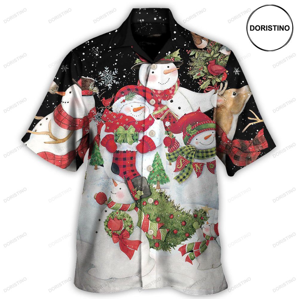 Christmas Cutie Snowman Happy Xmas Cardinal Hawaiian Shirt