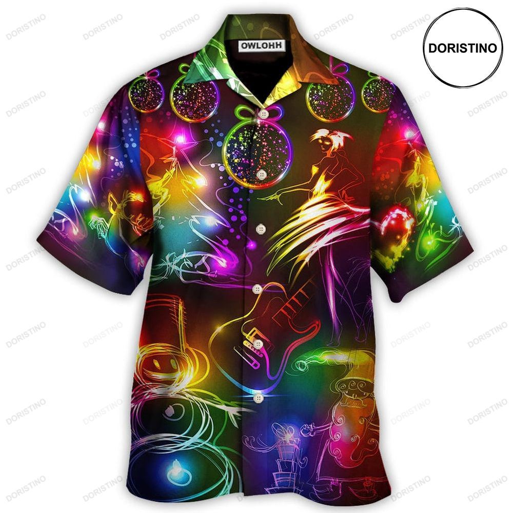 Christmas Dancing Santa Claus Tree Snowman Neon Light Awesome Hawaiian Shirt