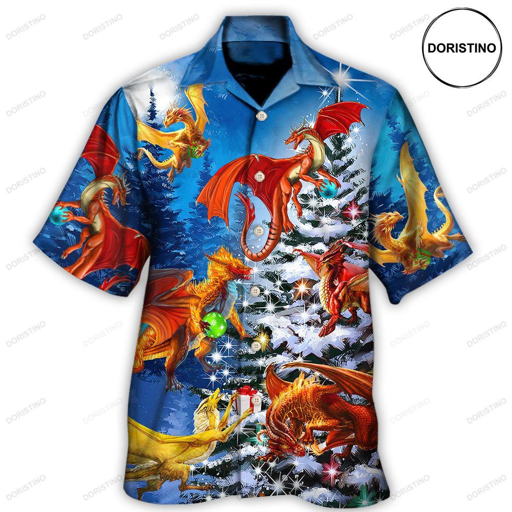 Christmas Dragon Family In Love Light Art Limited Edition Hawaiian Shirt