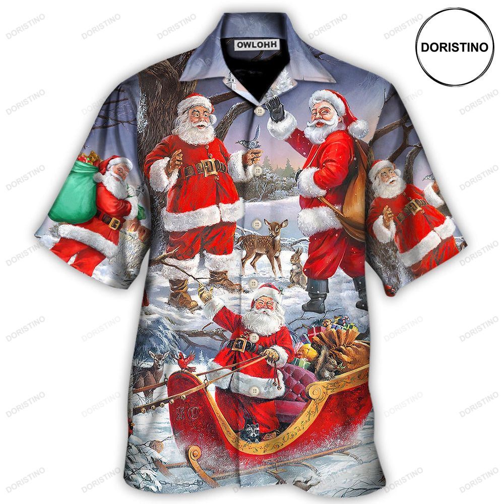 Christmas Funny Santa Claus Happy Xmas Is Coming Art Cool Awesome Hawaiian Shirt