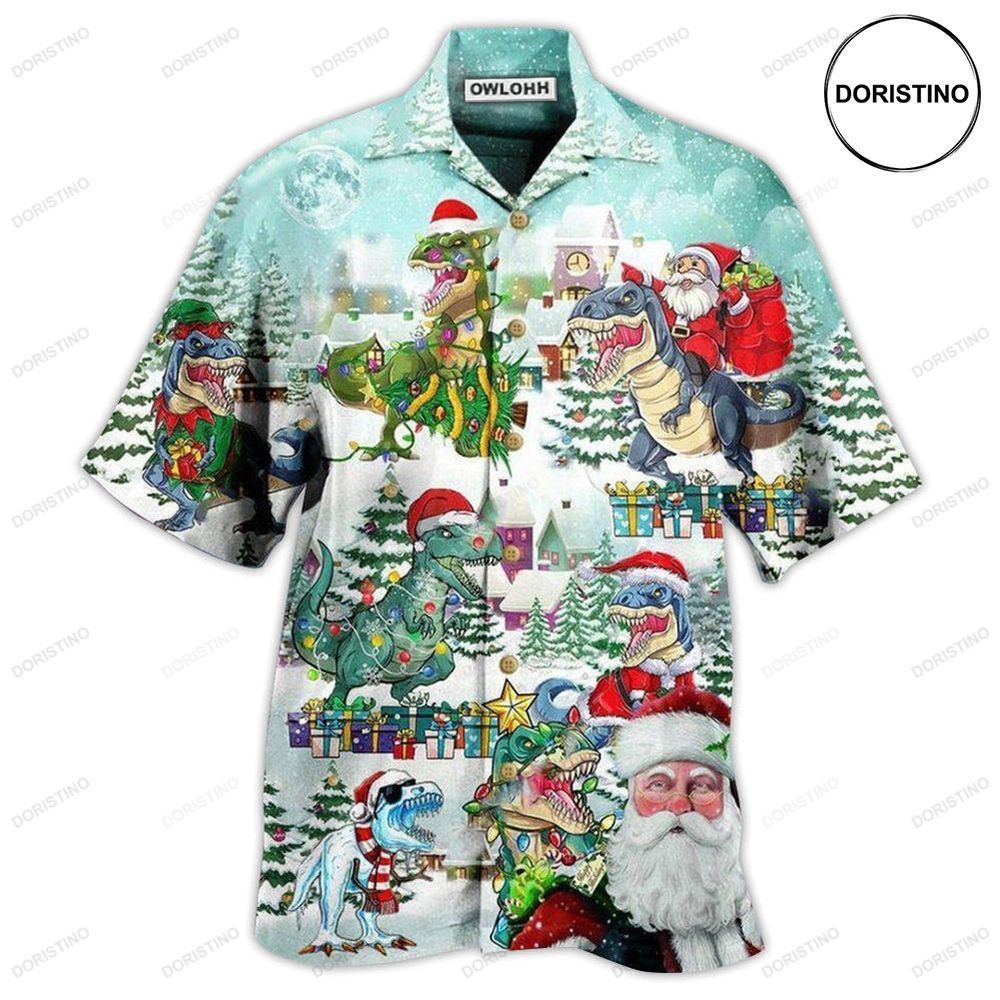 Christmas Have A Roarsome In Snow Awesome Hawaiian Shirt