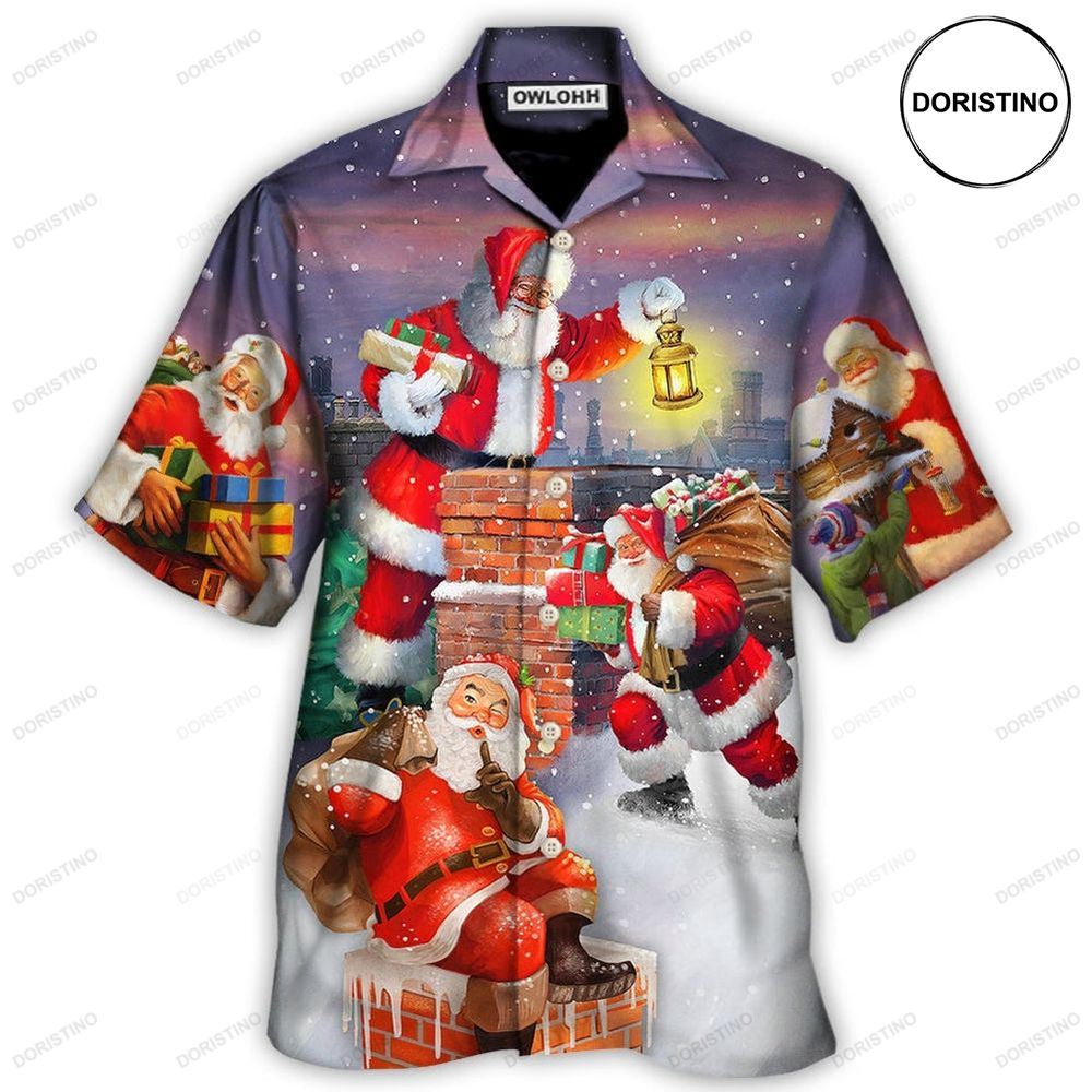 Christmas Having Fun With Santa Claus Gift For Xmas Art Awesome Hawaiian Shirt
