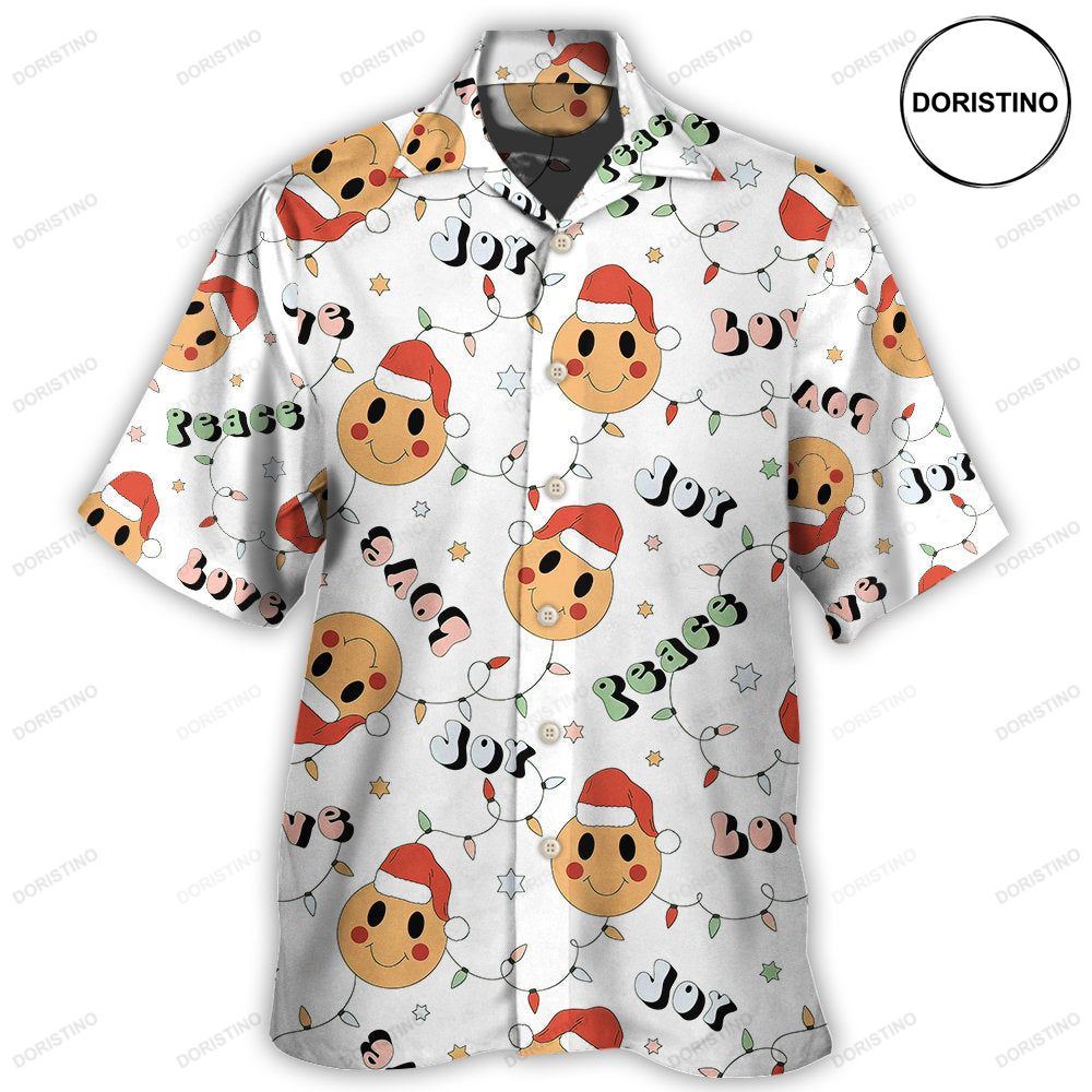 Christmas Hippie Groovy Santa Claus Smile Face Hawaiian Shirt