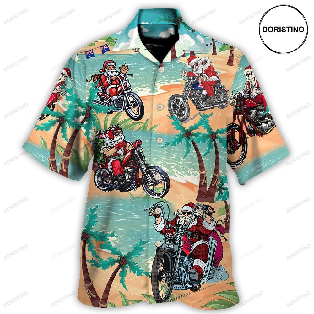 Christmas In July Driving With Santa Claus On Summer Beach Awesome Hawaiian Shirt