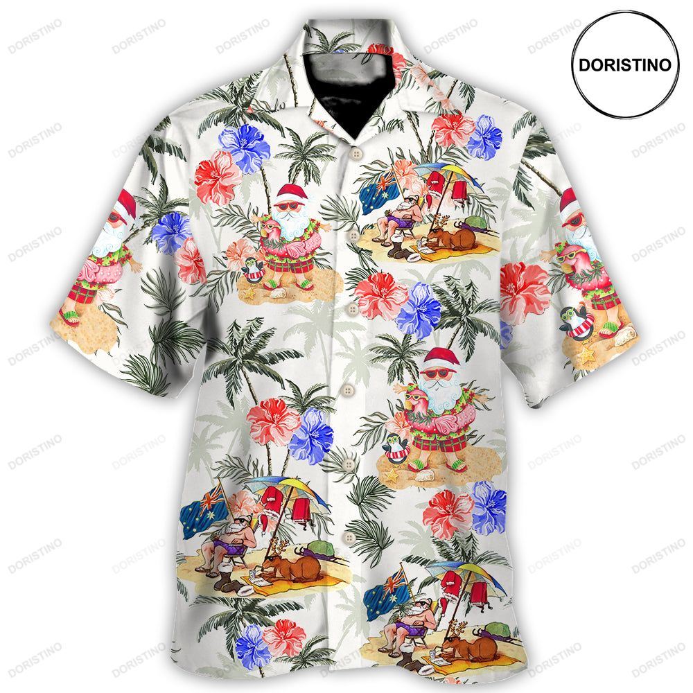 Christmas In July Santa Enjoy Time For Some Beach Therapy Limited Edition Hawaiian Shirt