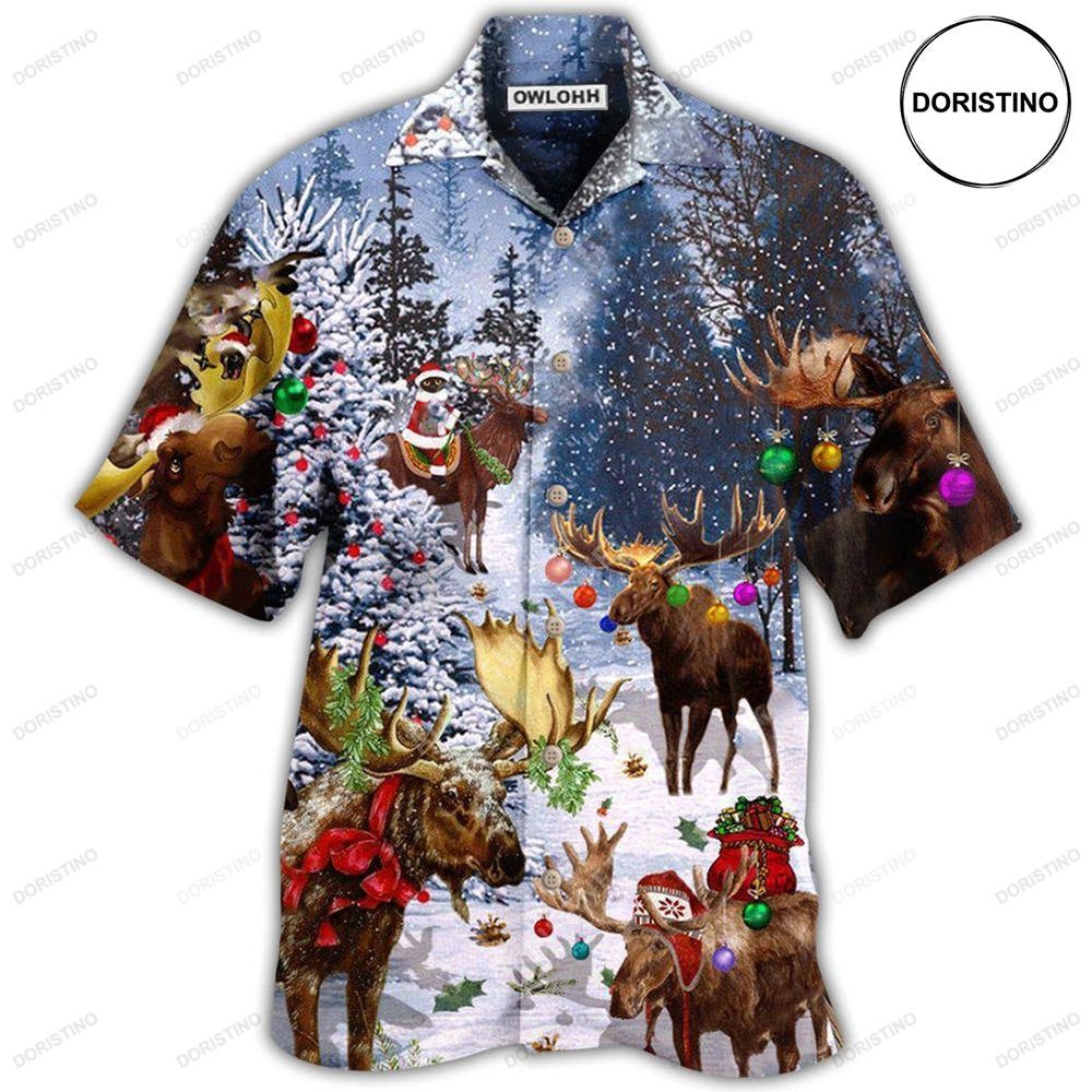 Christmas Merry Christ Moose Awesome Hawaiian Shirt