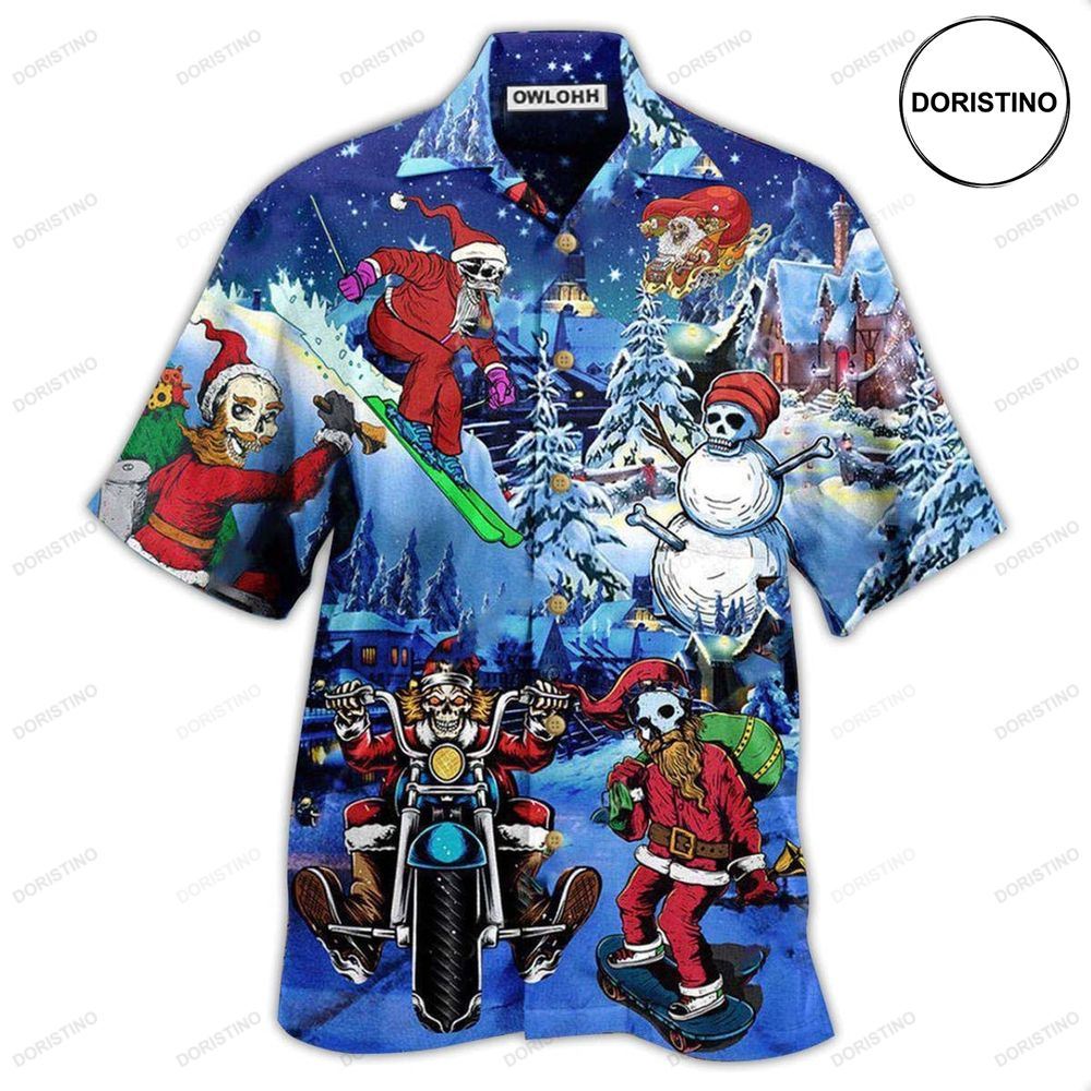 Christmas Merry Christmas With Skull Awesome Hawaiian Shirt