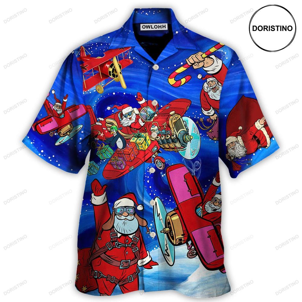 Christmas No Reindeer Any More Santa Loves Airplane Magic Night Awesome Hawaiian Shirt