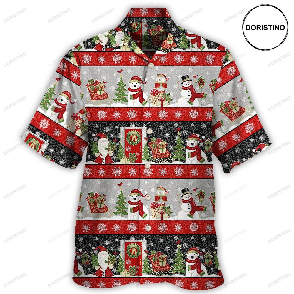 Christmas Santa Claus And Snowman Happy Xmas Awesome Hawaiian Shirt