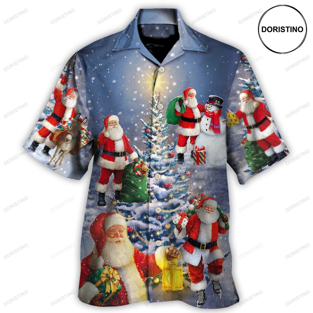 Christmas Santa Claus In Love Light Xmas Tree Awesome Hawaiian Shirt