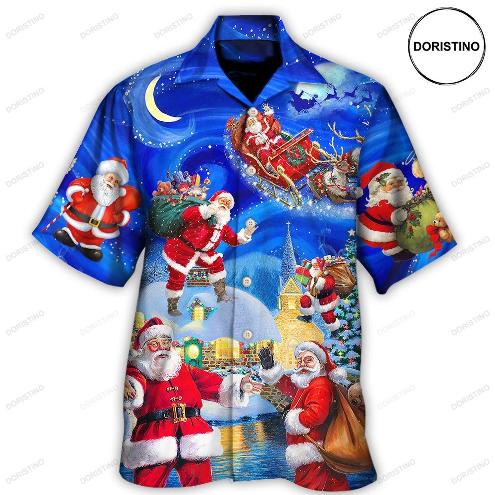 Christmas Santa Claus In The Town Magic Night Art Hawaiian Shirt