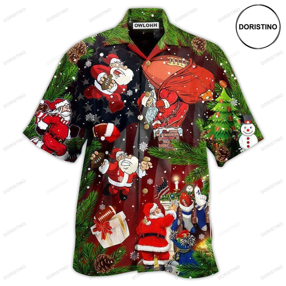 Christmas Santa Claus Is Big Fan Of American Football Limited Edition Hawaiian Shirt