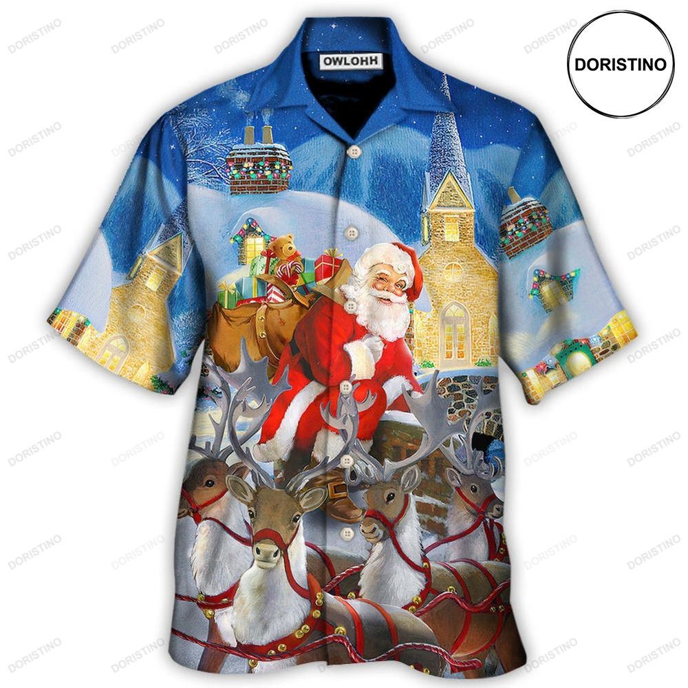 Christmas Santa Claus Reindeer Gift For Xmas Art Limited Edition Hawaiian Shirt
