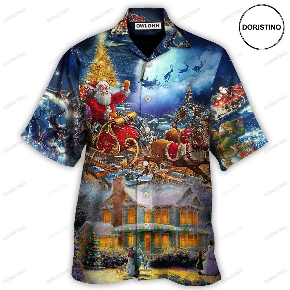 Christmas Santa Claus Snowman Family In Love Light Art Limited Edition Hawaiian Shirt